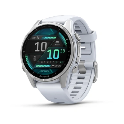 Garmin Fenix 8 - 43 мм AMOLED | Silver with Whitestone silicone band
