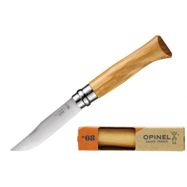 Нож Opinel №8, нержавеющая сталь, рукоять из оливкового дерева в картонной коробке, 002020 002020 от прозводителя Opinel